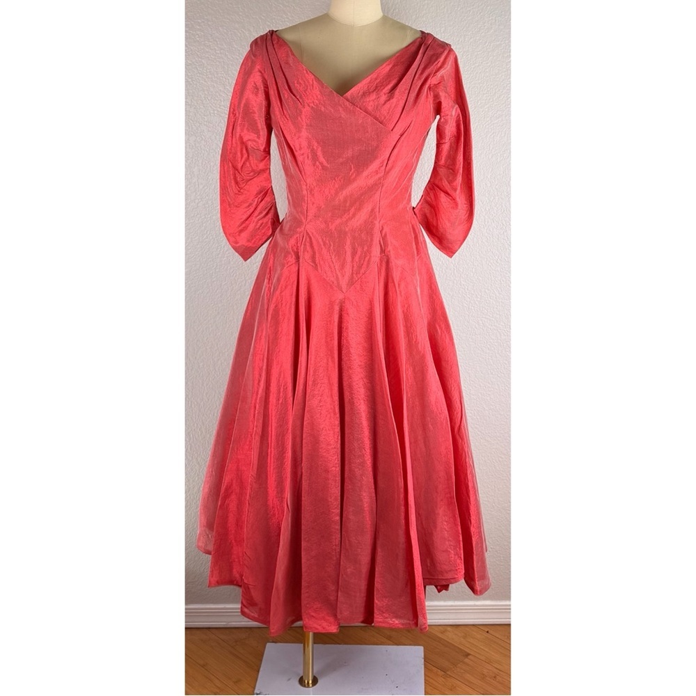 Harry Keiser Vintage 50s vintage Tea-Length Three-Quarter Sleeves Dress Small